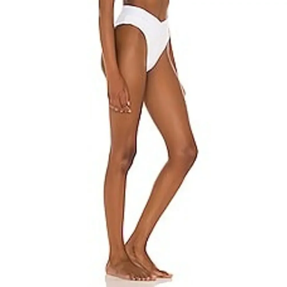 L*Space Court Bitsy Bikini Bottom White High Waisted Ribbed XS New With Tags!